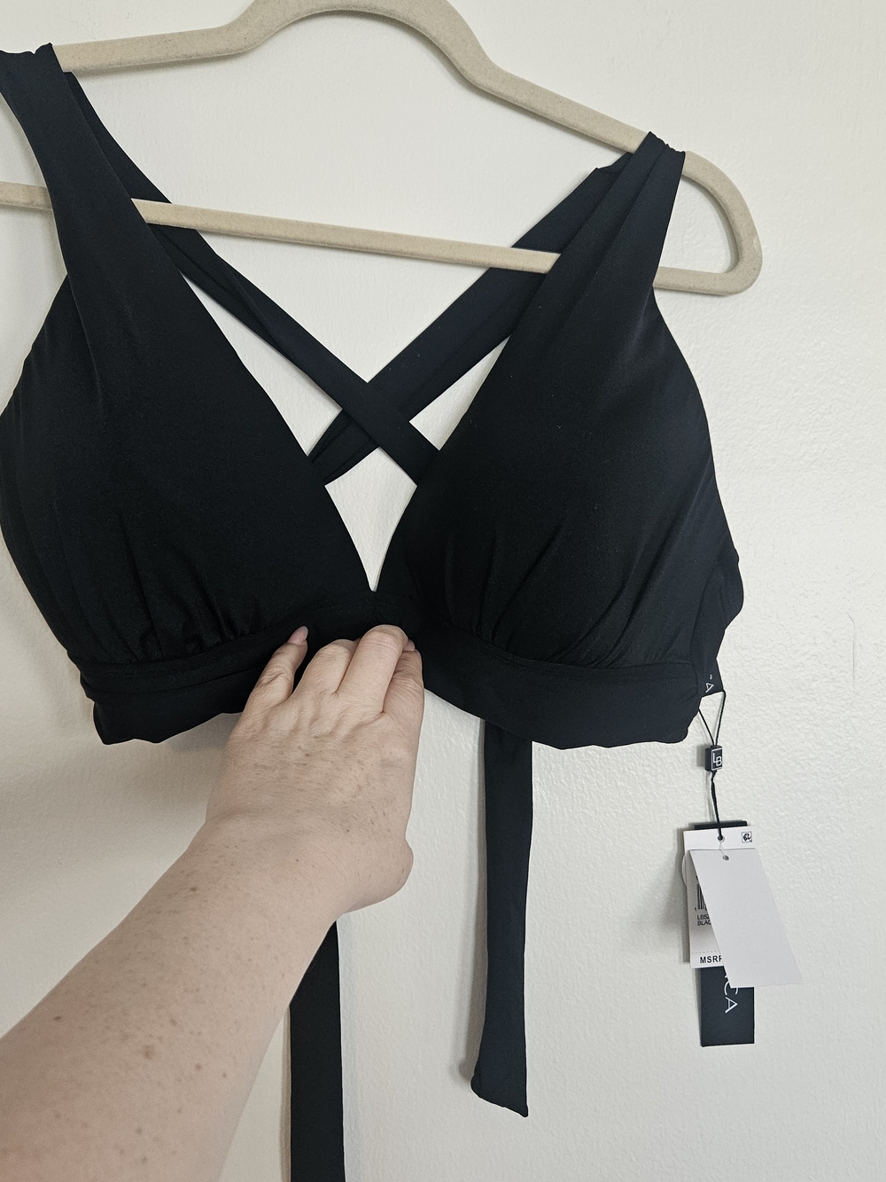 La Blanca Black Cross-Back Bikini Top
